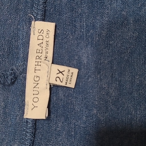 Young threads NYC asymmetrical embroidered longsleeve cardigan 2X blue - Picture 2 of 5